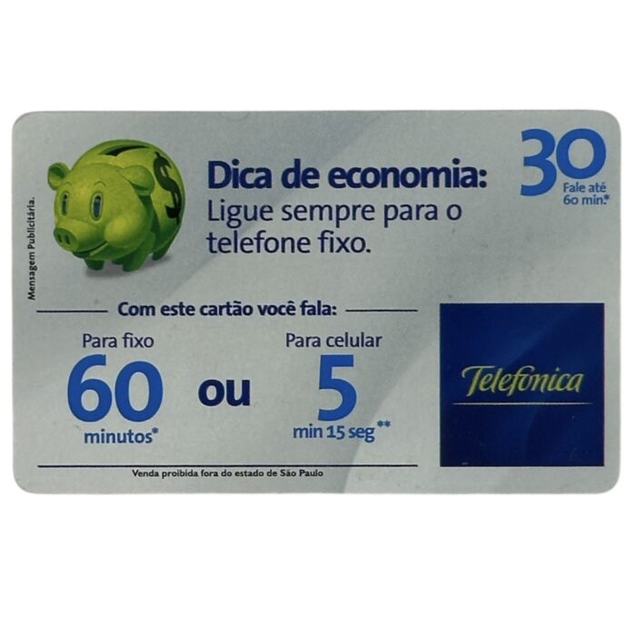Cartão telefonico Telefonica - Dica de economia