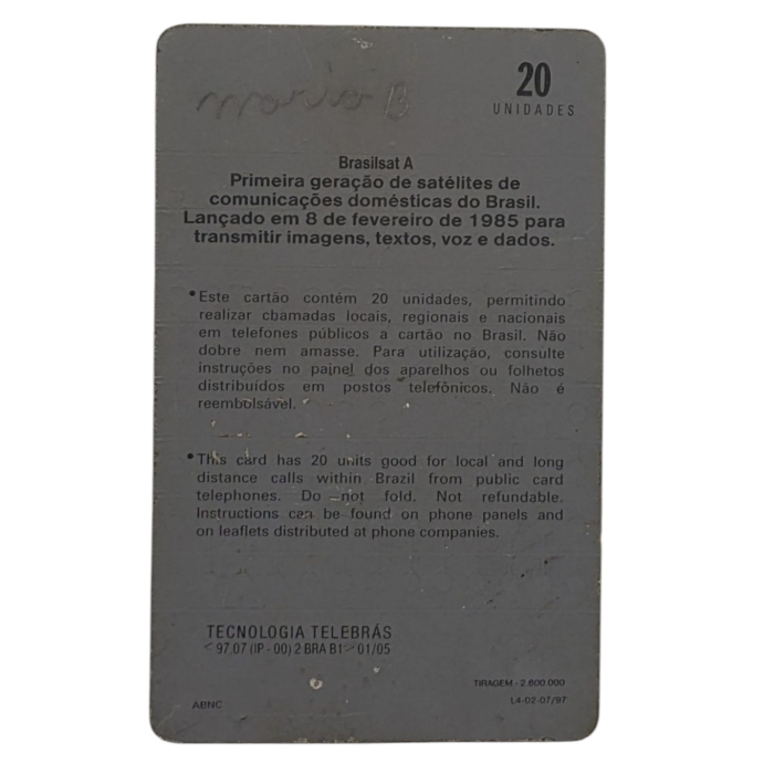Cartão telefonico Telebras - Brasilsat A - Imagem 2