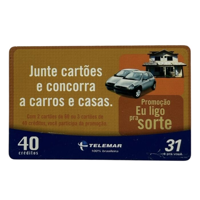 Cartão telefonico Telemar - Junte cartões e concorra a carros e casas.